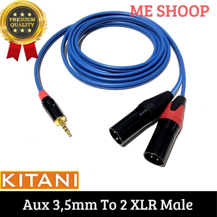 Jack Audio 3.5Mm Stereo Cabang To 2 Xlr Canon Male 3Pin 2M Original Ready