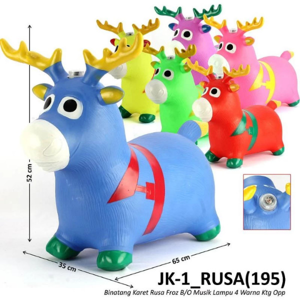 Animal Jumping Tunggangan Karet Sapi/Kuda/Rusa Mainan Anak