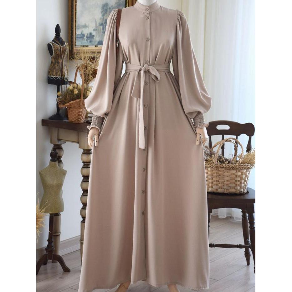 GAMIS KANCING WANITA SYIFA CREPE MUSLIM SYARI DRESS MAXI