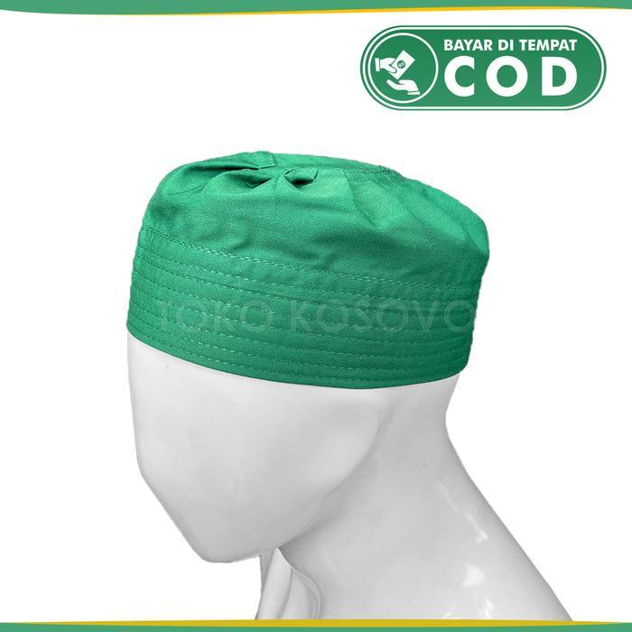 Peci Kopiah Ijazi Katun Polos Hijau Hitam Putih Abu Maroon Kopiah Sholat Santri Pria Dewasa Anak