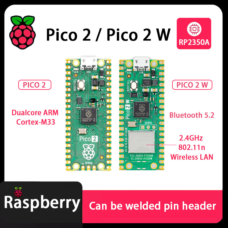 Original Raspberry Pi Pico 2 Pico 2 W Pico 2-Solder Pico 2 W-Solder Pin Basic Kit Header Rp2350A