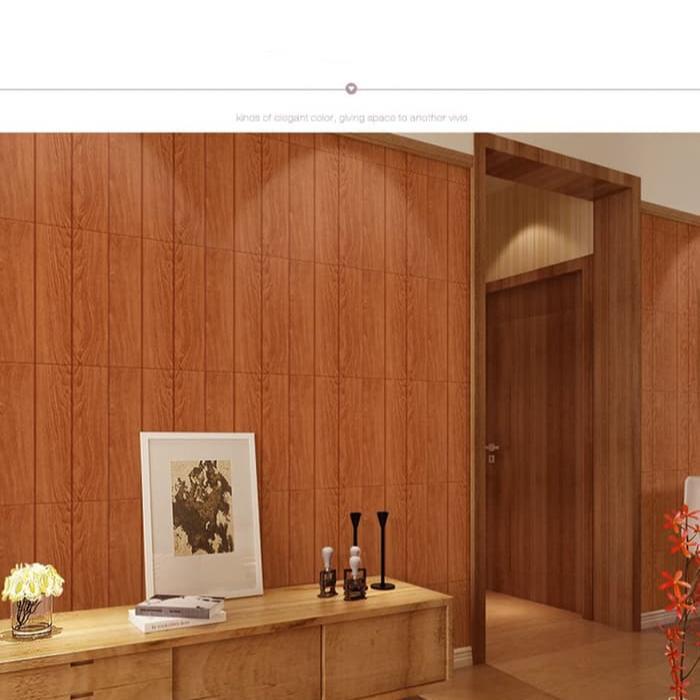 jwwi- Foam 3D Kayu List Wood Panel Spons Wallpaper Sticker Dinding