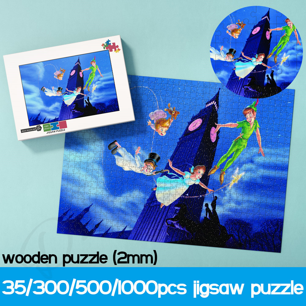 Peter Pan Jigsaw Puzzles Disney Classic Animated Film 35 300 500 1000 Pieces Wooden and Box Puzzles 
