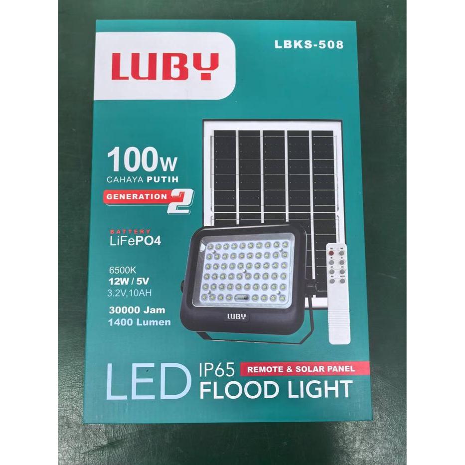 Luby Lampu Led Sorot Remot Solar Panel 50 Watt / 100 Watt / 200 Watt Lbks 508 Lampu Flood Light