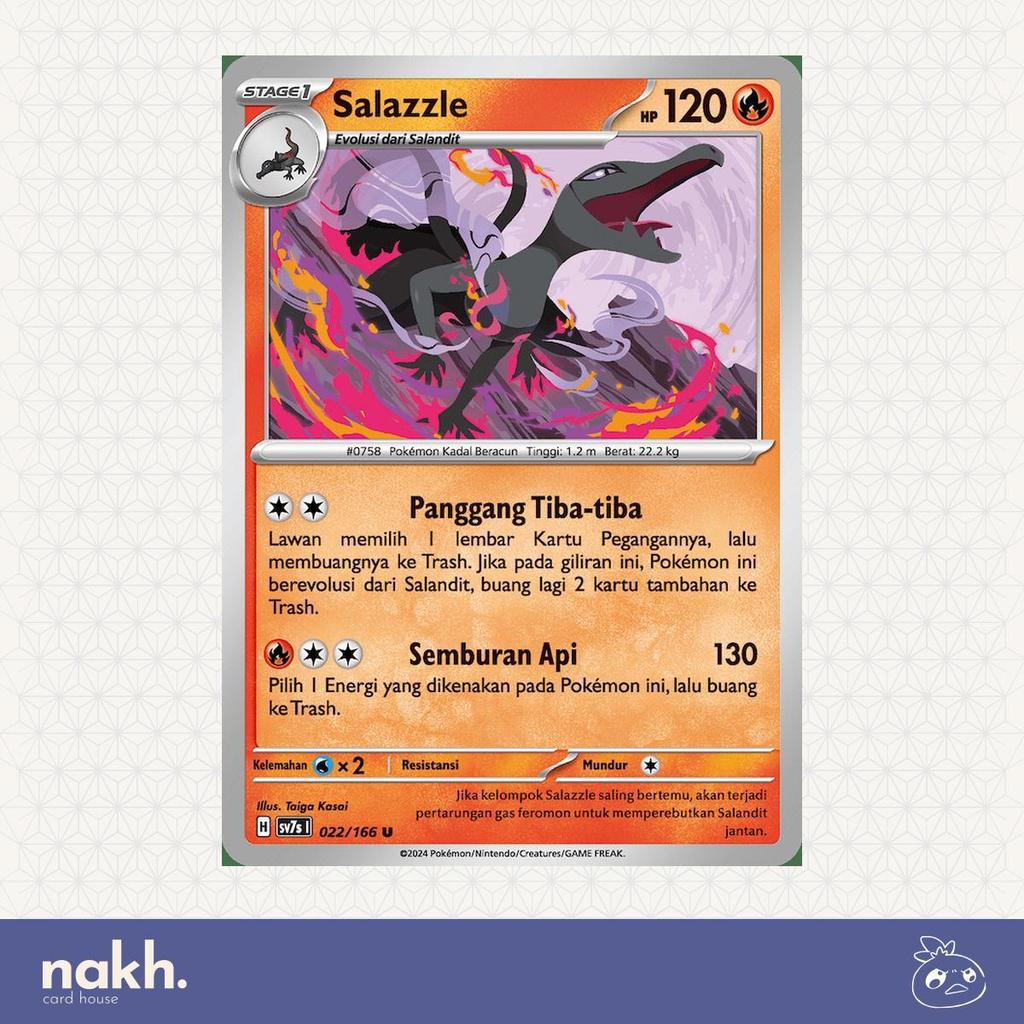 Kartu Pokemon TCG Indonesia bimbingan rasi sv7s 022/166 Salazzle
