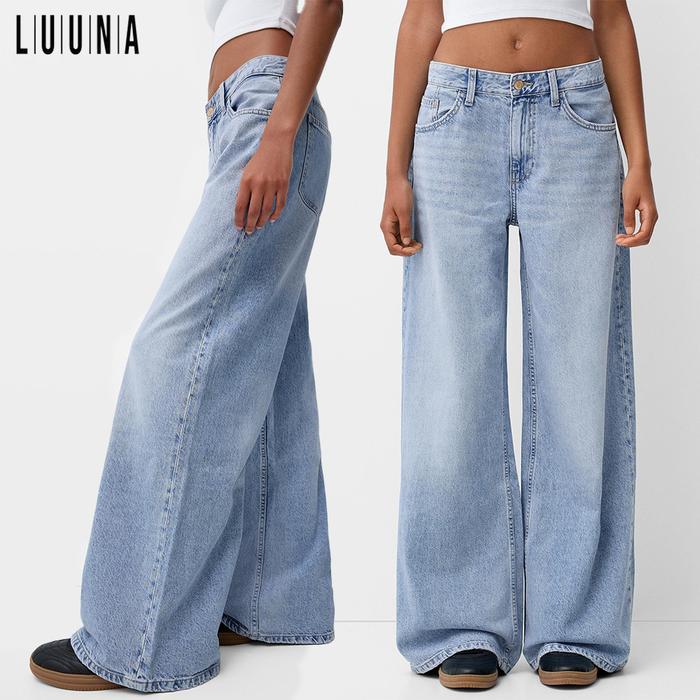 8zg8- Hypestore Celana Jeans Wanita Bershkka Wide-Leg Jeans Collection