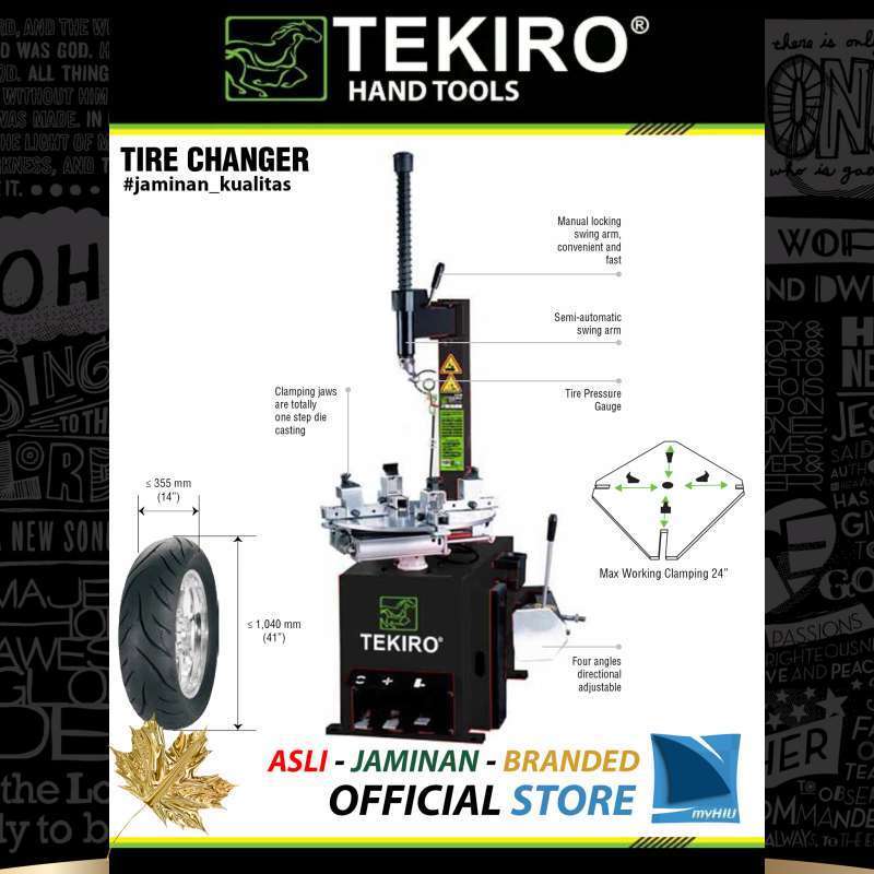 Mesin Ganti Ban Velg 6 ~ 24" inch Penggganti Ban Mobil + Motor - Automatic Tyre Changer TEKIRO