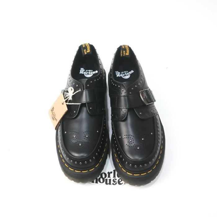 DR. MARTENS RAMSEY QUAD STUD BLACK SMOOTH LOW LOAFERS BOOTS DR DOCMART