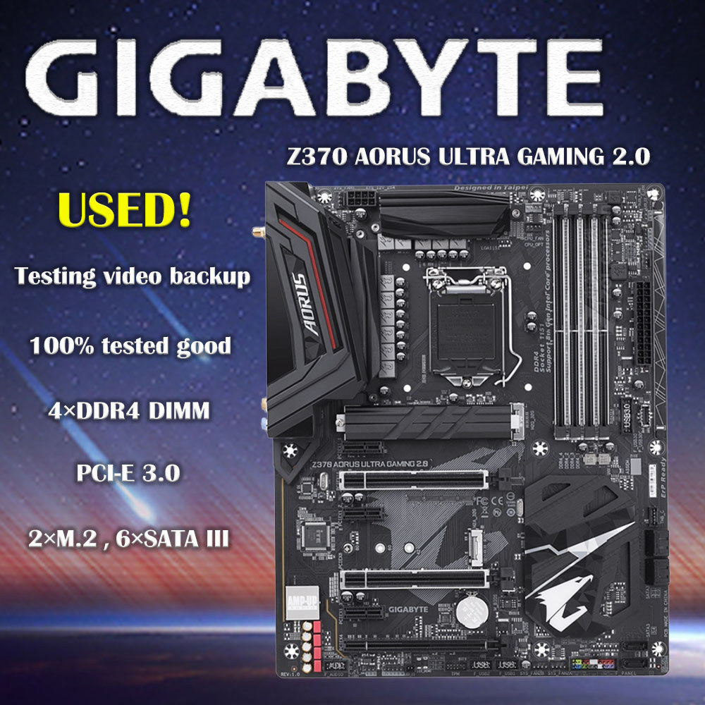 Used Gigabyte Z370 AORUS ULTRA Gaming 2.0 Motherboard With RGB Fusion With Intel LGA1151 ATX 2xM.2 C