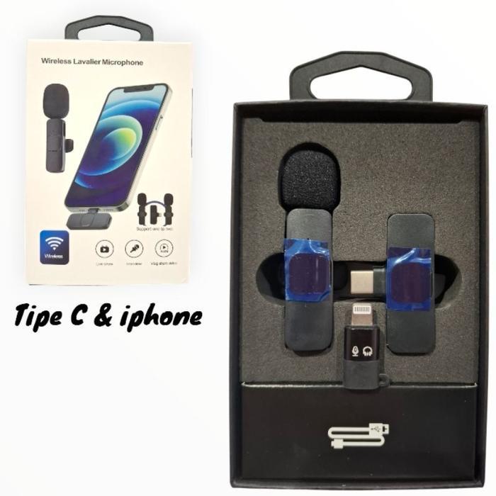 Promo Wireless Mikrofon dengan Klip on Mikrofon KLIP-ON MINI PORTABLE MICROPHONE TYPE C dan IPHONE