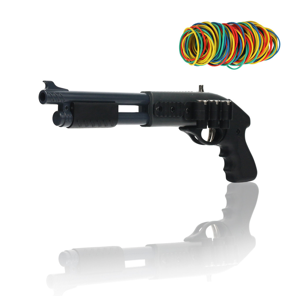 Mini spray alloy rubber band gun toy, miniature model ornament toy soft bullet gun (1pc alloy