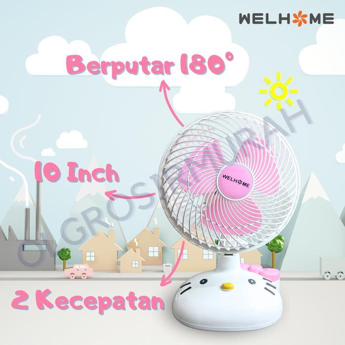 New Kipas Meja Karakter 2 in 1 Welhome 10 Inch Lucu