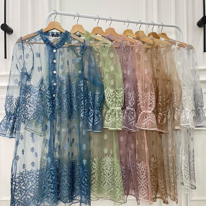 GAIA - Outer Tunik Brukat Tile Sapto Wanita Pesta Mewah Muslim Nyaman Brokat Kondangan Gamis Dewasa