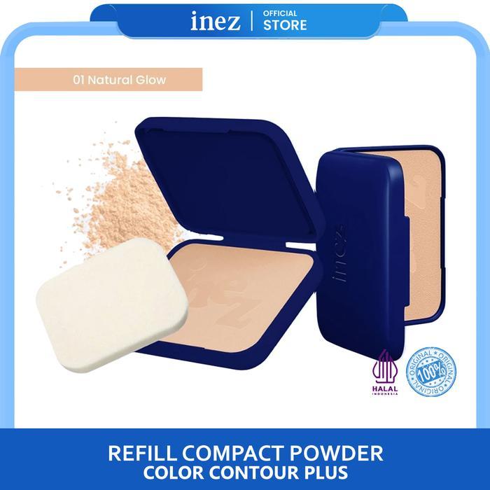v89n- Inez Refill Compact Powder Natural Glow 01 Bedak Padat Color Contour Plus