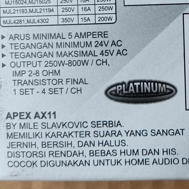 Apex Ax11 Mk2 Hi Fi Driver Power Mono C5200 Blazer Open Yiroshi Kit Pcb Driver + Final 2 Transistor