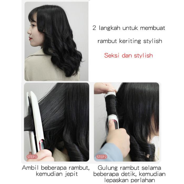 ks85- [Cod] Han River Catokan Rambut Profesional 2-In-1 - Sisir Straightener & Curly