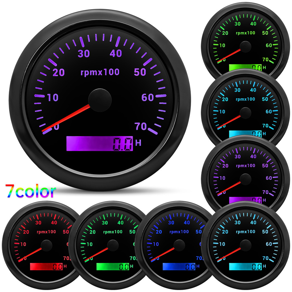 3000~7000 Rpm 85Mm Tachometer With 7 Color Light For Auto Boat Yacht Waterproof Gauge Counter