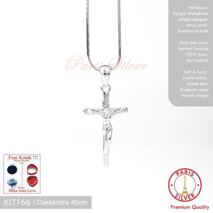 Kalung Salib Yesus Perak Asli Silver 925 Lapis Emas Putih Corpus Jesus Kristus Pria Wanita