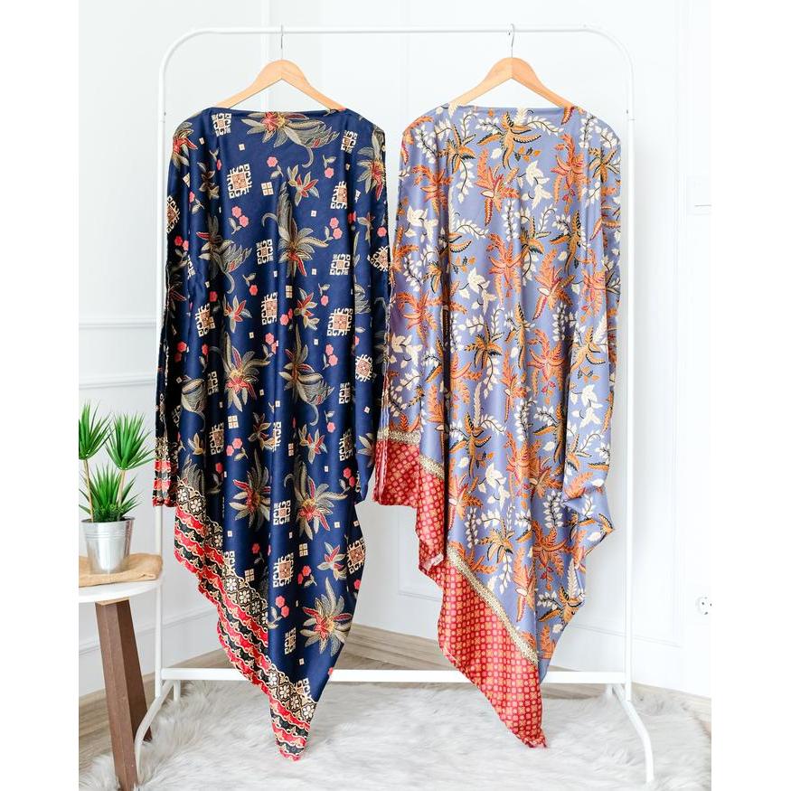 Kaftan Lebaran Dress Batik Wanita Gamis Kekinian Motif Cardigan Batik Pekalongan Kaftan Jumbo