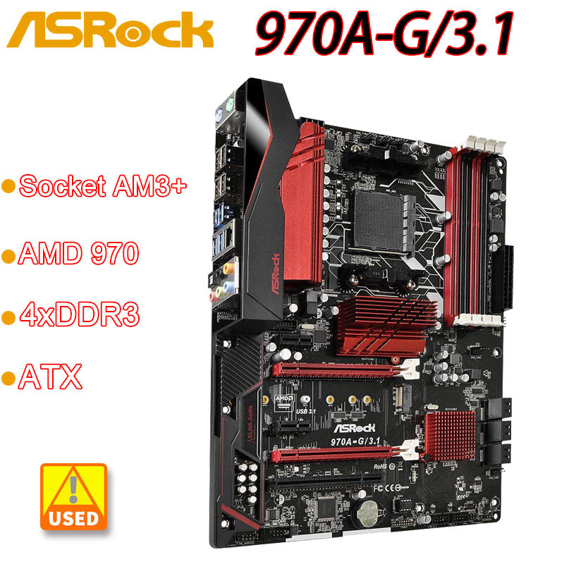 Asrock 970A-G/3.1 Motherboard AM3+ AMD 9704XDDR3 64GB 6XSATA III M.2 USB 3.1 ATX support AMD FX 9590