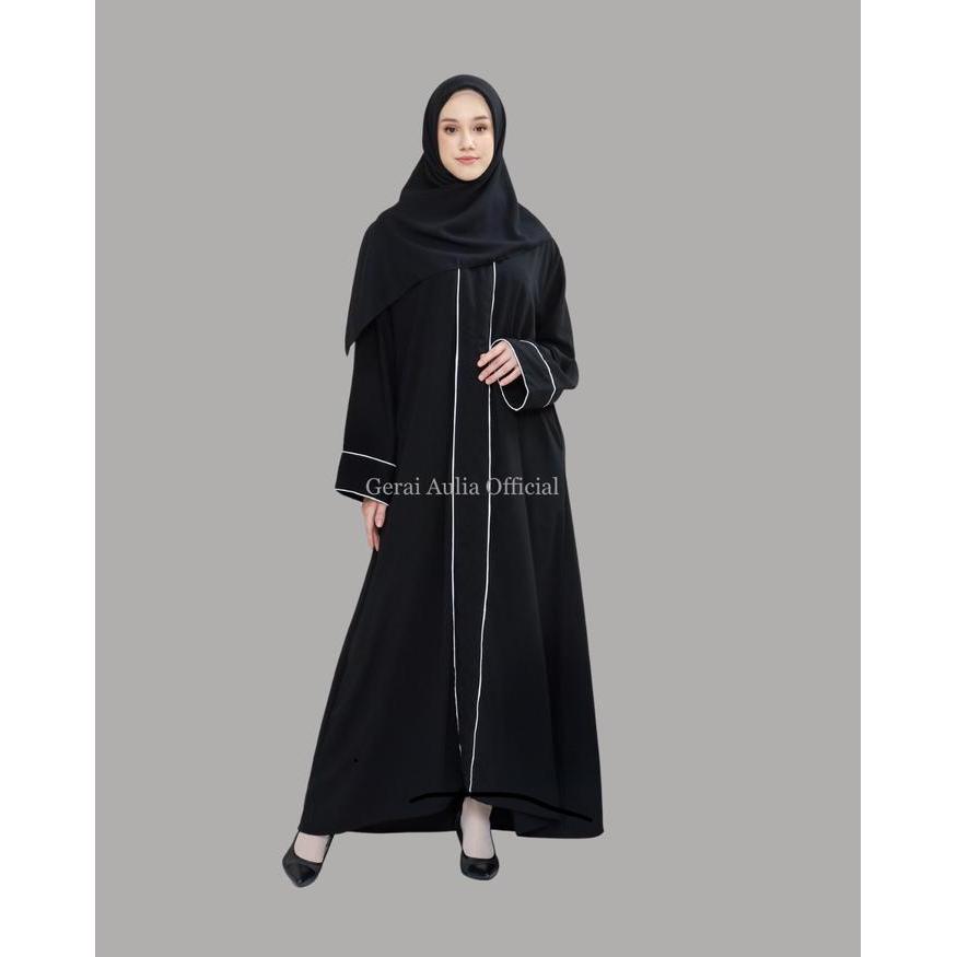 [Potongan Harga] Abaya Khalifah by Gerai Aulia Jetblack Polos Gamis Turki Wanita