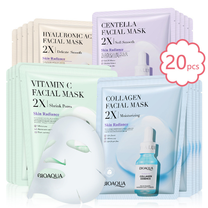 20Pcs Bioaqua Centella Collagen Face Mask Vc Moisturizing Refreshing Sheet Masks Hyaluronic Acid