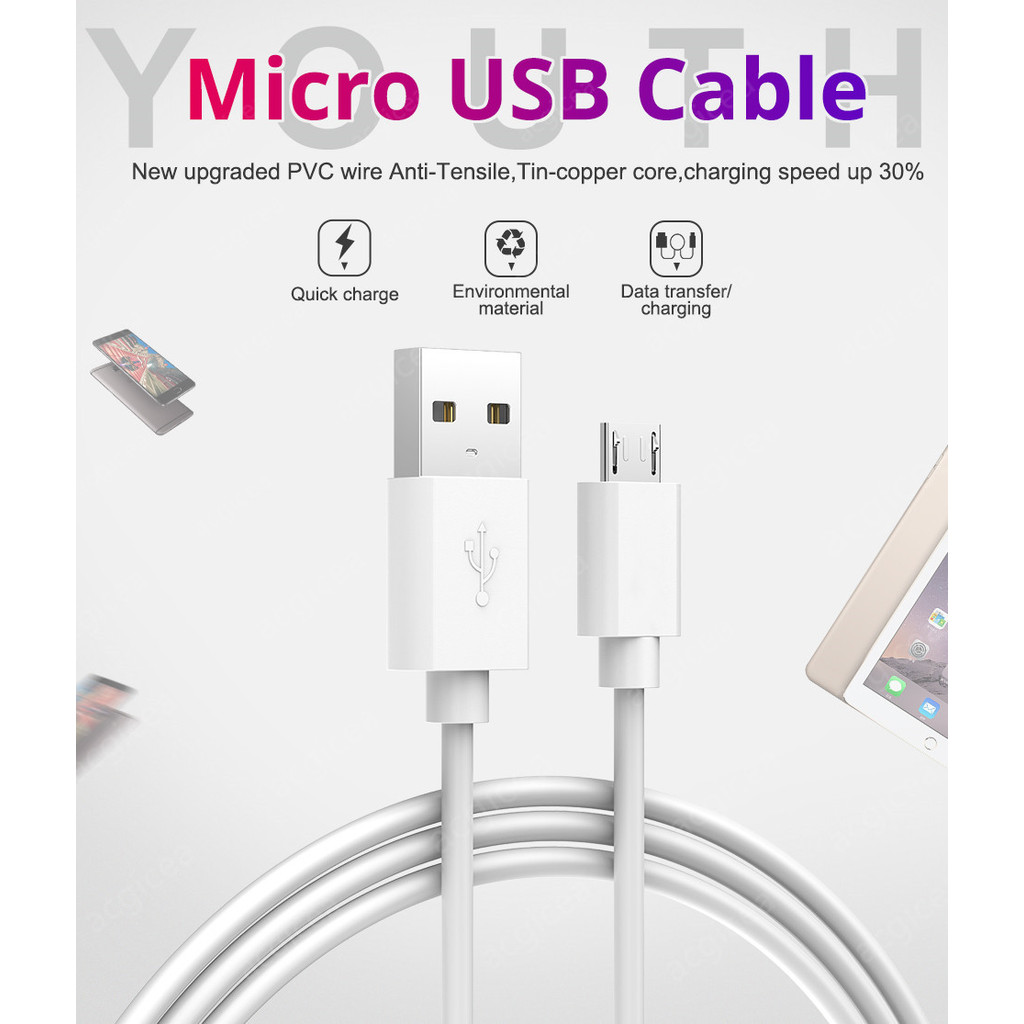 Micro USB Data Cable Cord Sync USB Charger Cable White 1m/1.5m/2m/3m Cable For  redmi  Micro USB And