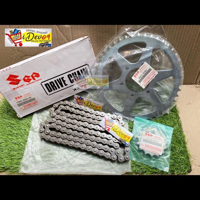 Paling Laris Gir Gear Set Chain Kit Dr200 Rantai Ger Depan Belakang Suzuki Dr 200 Original Sgp