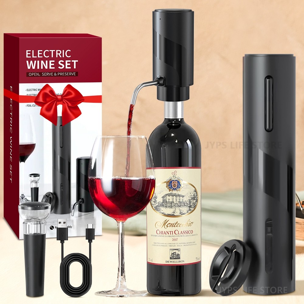 Electric Wine Opener Automatic Wine Aerator Rechargeable Wine Corkscrew Foil Cutter Opener Wine