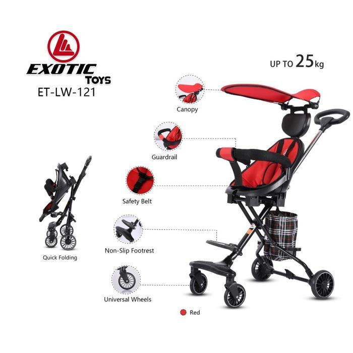 Stroller traveller dorongan anak bisa dilipat exotic roda 4 canopy new