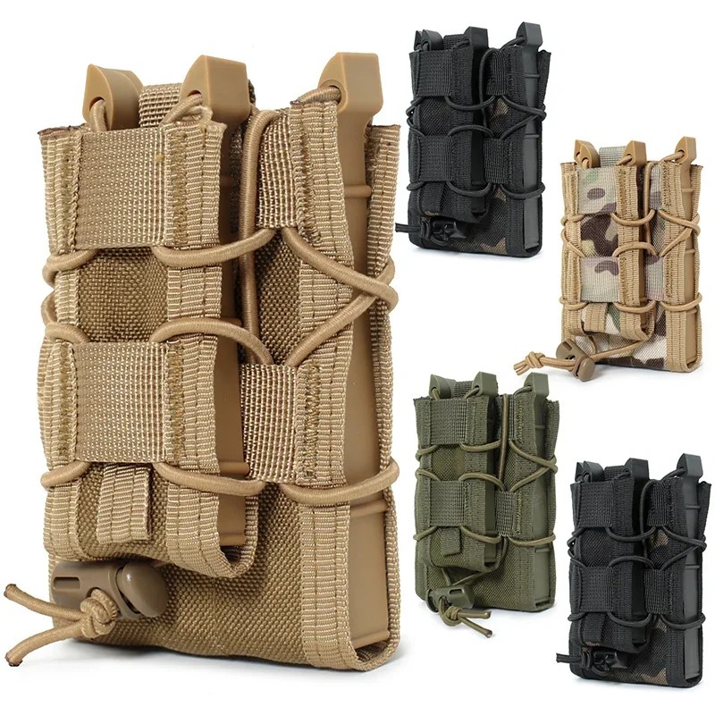5.56 9Mm Molle Magazine Pouch Ak Ar M4 Ar15 Double Decker Magazine Holder Bag Rifle Pistol Mag