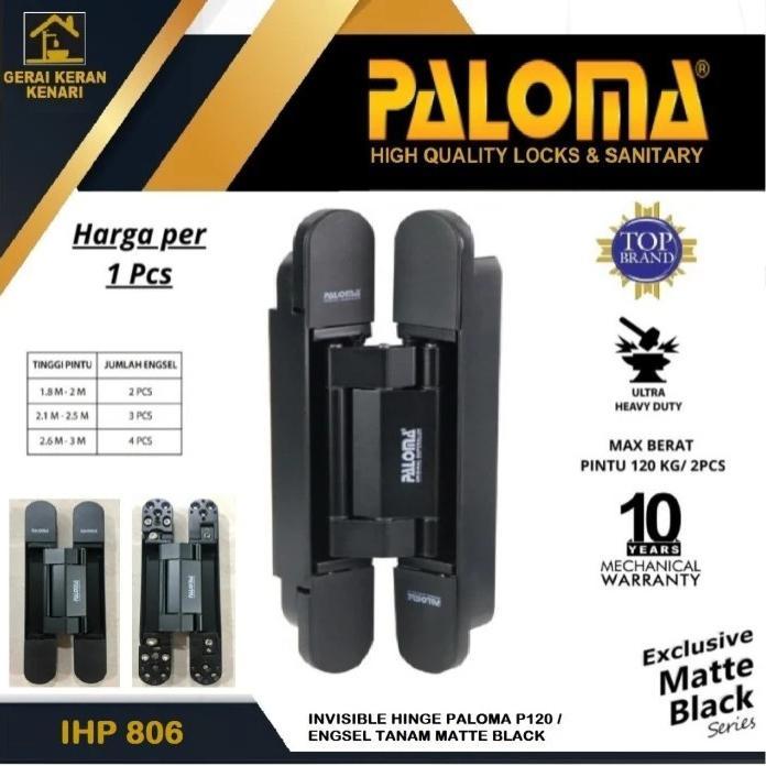 PALOMA IHP 816 ENGSEL TANAM PINTU INVISIBLE HINGE P120 HITAM