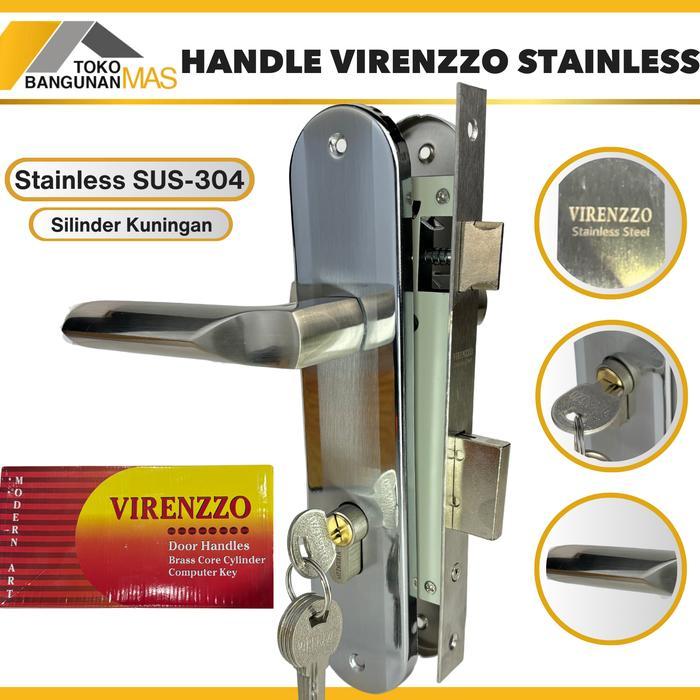 Handle Kunci Pintu STAINLESS SUS-304 Virenzzo Besar 25CM High Quality Stainless BAGUS