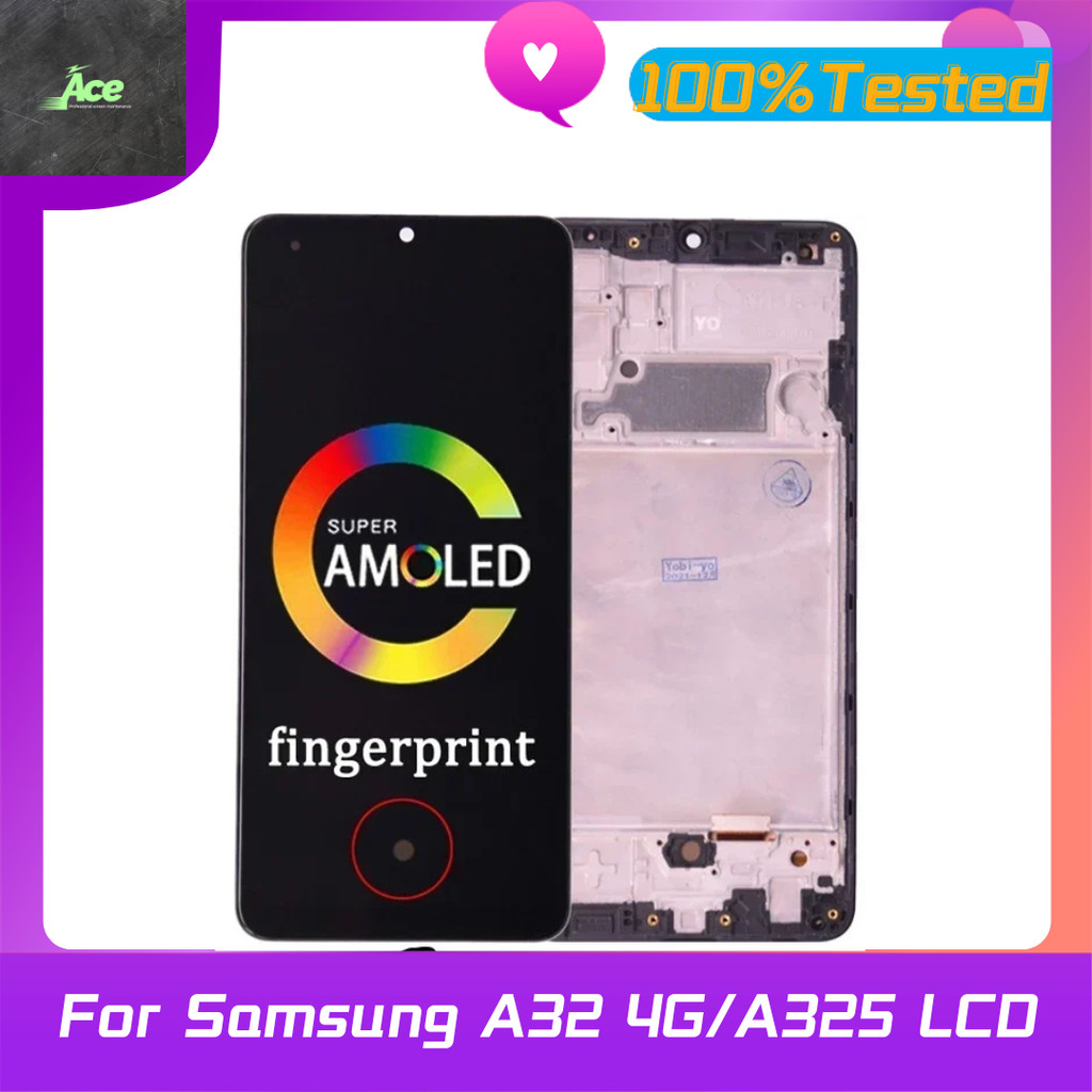 Super AMOLED For Samsung A32 4G LCD For Samsung A325 A325F SM-A325F/DS LCD Display Frame Touch