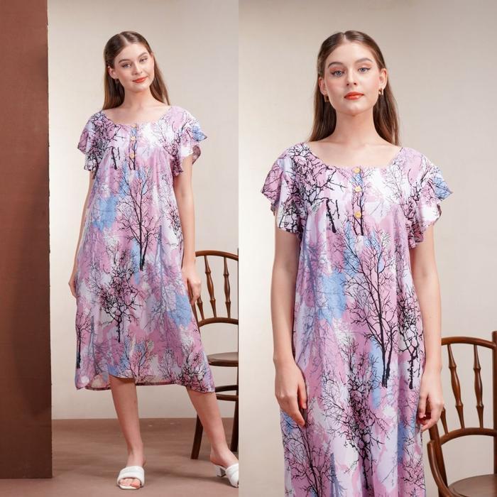 Santaibju- Oriana Homewear Midi Dress Daster Pendek Busui Malvia Sizing Collection