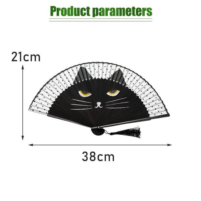 Promo Kipas Tangan Lipat Kain Jepang Motif Kucing Lucu Kado Dekorasi Original
