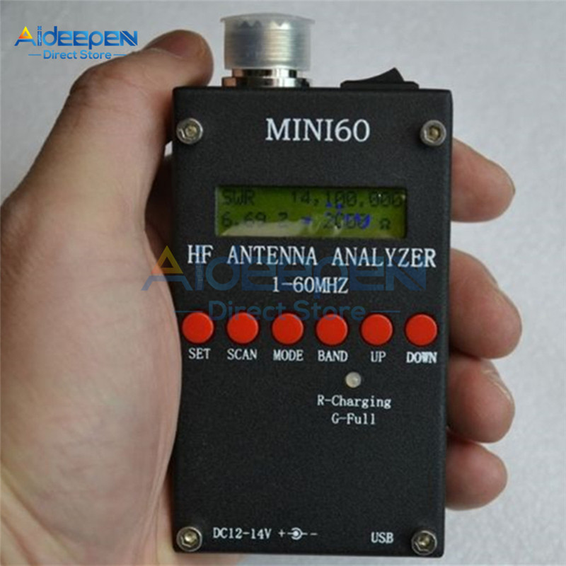 SARK100 Antenna Analyzer Meter 1-60MHz Shortwave SWR Antenna Analyzer with 1.0 to 9.99 SWR Usable