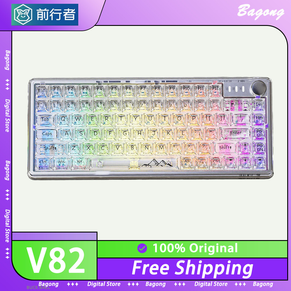 Eweadn V82 Transparent Keyboard 82 Keys Tri Mode Bluetooth Wireless Mechanical Gaming Keyboard Acces