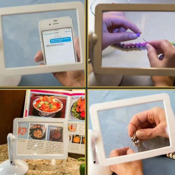 KACA PEMBESAR BACA ROTASI 360 DERAJAT KACA PEMBESAR LAMPU LED KACA PEMBESAR STANDING