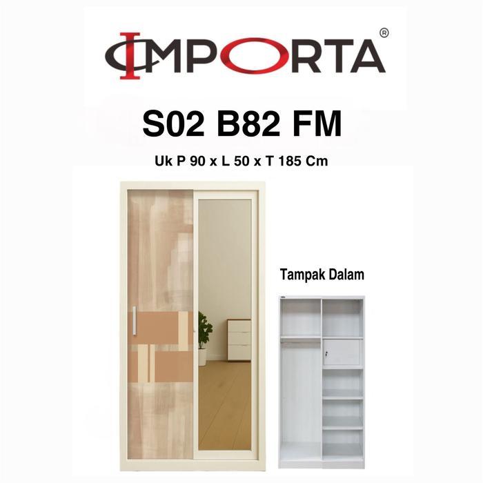 Lemari Pakaian Besi 2 Pintu Sliding Import Lemari Baju Besi