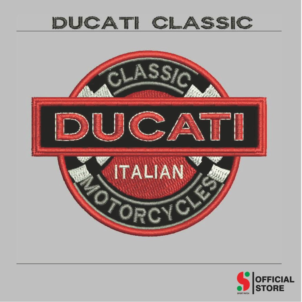 SPORT-545 PATCH CLASSIC DUCATI ITALIAN MOTORCYCLE BORDIR KOMPUTER LOGO/EMBLEM BADGE