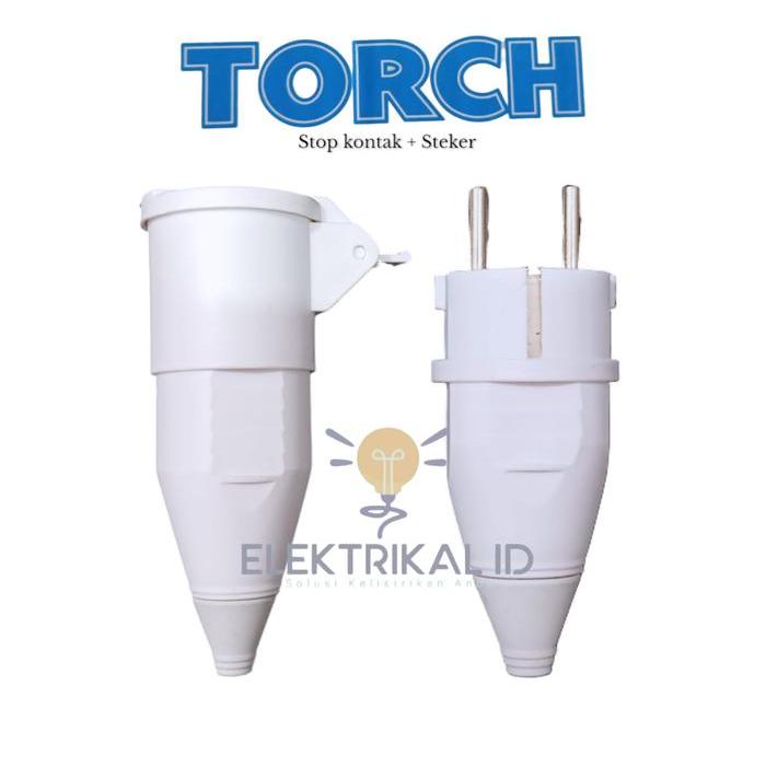 Steker Karet TORCH / Colokan Listrik Kontra Karet Mesin Male Female - 1 SET