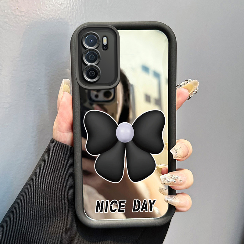 Casing Hp OPPO A16 OPPO A16s OPPO A54s Case HP Casing pola Kupu-kupu hitam putih Kasing cermin Cesin