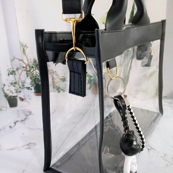 veluna- Tas Transparan Tas Pvc Konser Tas Plastik Hitam Wanita Selempang
