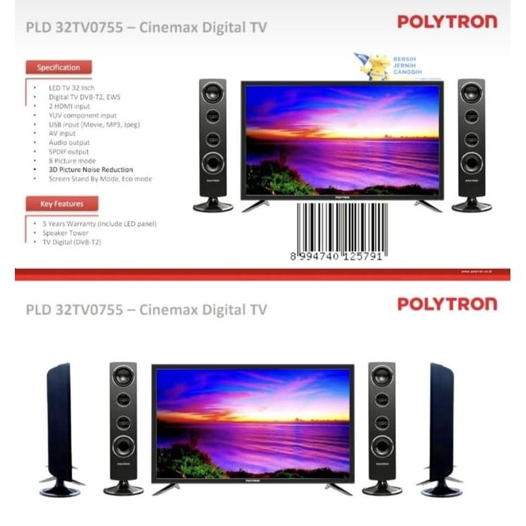 92ql- Polytron Led Digital Tv 32 Inch Dvb-T2 Pld 32Tv1755