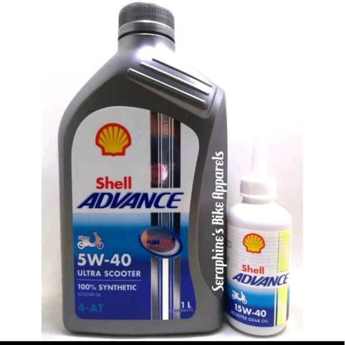 PAKET OLI MOTOR MATIC SHELL ADVANCE ULTRA SCOOTER MATIC 5W40 1L + OLI GEAR GARDAN SHELL ADVANCE