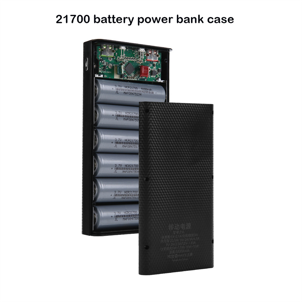 SALE DIY 6x21700 QC3.0 Battery Power Bank Case 22.5W Fast Charging Power Bank Case Mobile Phone Port