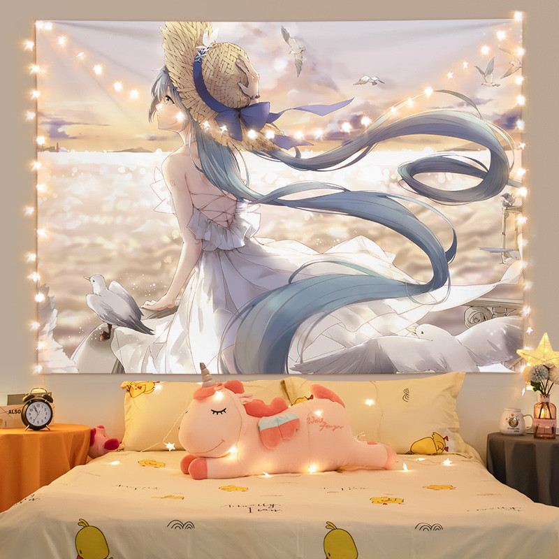 Ashou Anime Girl Tapestry Pink Room Decor Tapestry Wall Hanging Anime Wall Decor Home Kawaii Room