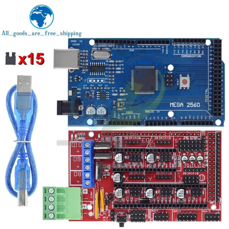 TZT Mega 2560 R3 Mega2560 REV3 +  RAMPS 1.4 Controller for  Arduino  3D Printer arduino kit Reprap M