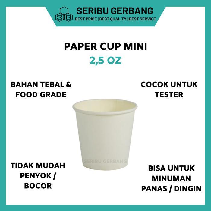 mhej- 80Pcs Paper Cup Gelas Kertas 2,5 Oz Papercup Kecil Mini Tester Polos